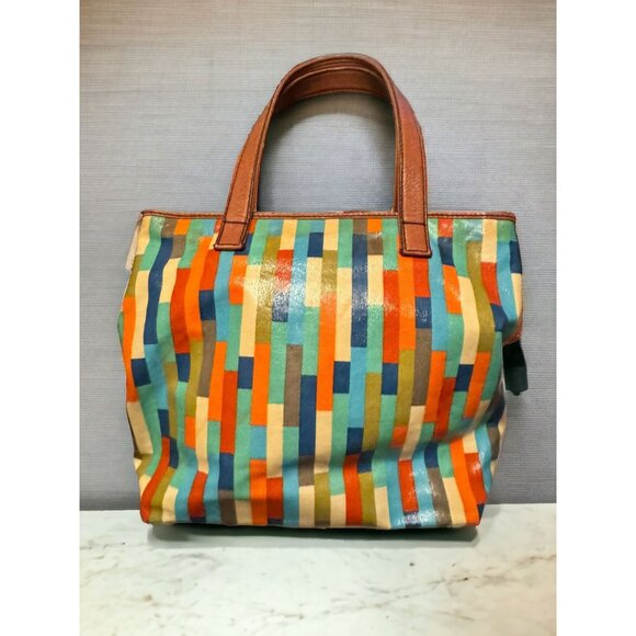 Fossil Multi-Color Stripe Coated Canvas & Leather Shoulder Bag - Picture 2 of 14
